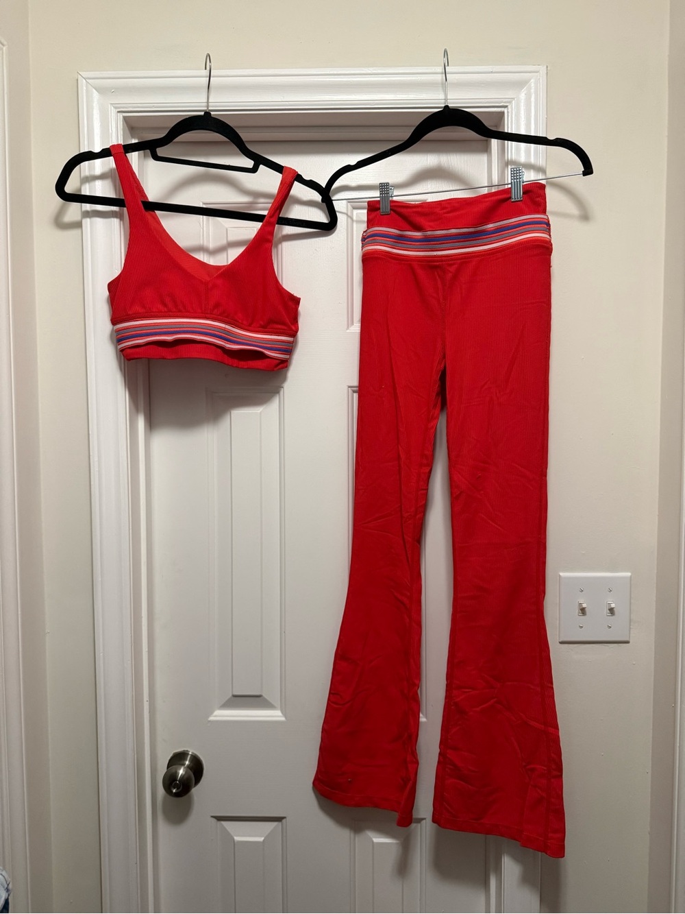 FP Movement Red Striped Athletic Set